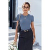 image:imageEkouaer Women Short Sleeve Shirts Lightweight Thermal Tops Ribbed Knitted Outfit Tees Soft Crew Neck Undershirt Basic ClothesGray Blue
