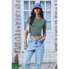 image:imageEkouaer Women Short Sleeve Shirts Lightweight Thermal Tops Ribbed Knitted Outfit Tees Soft Crew Neck Undershirt Basic ClothesGray Green