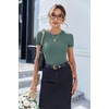 image:imageEkouaer Women Short Sleeve Shirts Lightweight Thermal Tops Ribbed Knitted Outfit Tees Soft Crew Neck Undershirt Basic ClothesGray Green