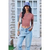 image:imageEkouaer Women Short Sleeve Shirts Lightweight Thermal Tops Ribbed Knitted Outfit Tees Soft Crew Neck Undershirt Basic ClothesLotus Color