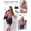 image:imageEkouaer Women Short Sleeve Shirts Lightweight Thermal Tops Ribbed Knitted Outfit Tees Soft Crew Neck Undershirt Basic ClothesLotus Color