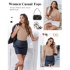 image:imageEkouaer Women Short Sleeve Shirts Lightweight Thermal Tops Ribbed Knitted Outfit Tees Soft Crew Neck Undershirt Basic ClothesSkin Color
