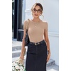image:imageEkouaer Women Short Sleeve Shirts Lightweight Thermal Tops Ribbed Knitted Outfit Tees Soft Crew Neck Undershirt Basic ClothesSkin Color