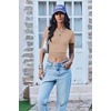 image:imageEkouaer Women Short Sleeve Shirts Lightweight Thermal Tops Ribbed Knitted Outfit Tees Soft Crew Neck Undershirt Basic ClothesSkin Color