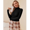 image:imageEkouaer Women Turtleneck Shirt Long Sleeve Layer Tops Basic Ribbed Tees Soft Stretch Thermal Undershirts Lightweight BlouseBlack