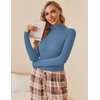 image:imageEkouaer Women Turtleneck Shirt Long Sleeve Layer Tops Basic Ribbed Tees Soft Stretch Thermal Undershirts Lightweight BlouseBlue Gray