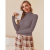image:imageEkouaer Women Turtleneck Shirt Long Sleeve Layer Tops Basic Ribbed Tees Soft Stretch Thermal Undershirts Lightweight BlouseDark Grey