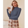 image:imageEkouaer Women Turtleneck Shirt Long Sleeve Layer Tops Basic Ribbed Tees Soft Stretch Thermal Undershirts Lightweight BlouseDeep Grey