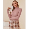 image:imageEkouaer Women Turtleneck Shirt Long Sleeve Layer Tops Basic Ribbed Tees Soft Stretch Thermal Undershirts Lightweight BlouseDirty Pink