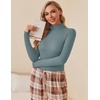 image:imageEkouaer Women Turtleneck Shirt Long Sleeve Layer Tops Basic Ribbed Tees Soft Stretch Thermal Undershirts Lightweight BlouseGreen Grey