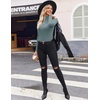 image:imageEkouaer Women Turtleneck Shirt Long Sleeve Layer Tops Basic Ribbed Tees Soft Stretch Thermal Undershirts Lightweight BlouseGreen Grey