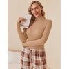 image:imageEkouaer Women Turtleneck Shirt Long Sleeve Layer Tops Basic Ribbed Tees Soft Stretch Thermal Undershirts Lightweight BlouseKhaki