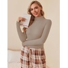 image:imageEkouaer Women Turtleneck Shirt Long Sleeve Layer Tops Basic Ribbed Tees Soft Stretch Thermal Undershirts Lightweight BlouseKhaki2