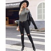 image:imageEkouaer Women Turtleneck Shirt Long Sleeve Layer Tops Basic Ribbed Tees Soft Stretch Thermal Undershirts Lightweight BlouseLight Gray