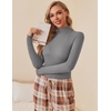 image:imageEkouaer Women Turtleneck Shirt Long Sleeve Layer Tops Basic Ribbed Tees Soft Stretch Thermal Undershirts Lightweight BlouseLight Gray