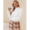 image:imageEkouaer Women Turtleneck Shirt Long Sleeve Layer Tops Basic Ribbed Tees Soft Stretch Thermal Undershirts Lightweight BlouseWhite