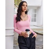 image:imageEkouaer Womens 3 Pack Long Sleeve Crop Tops Square Neck Ribbed Slim Fitted Base Layer Basic Shirt Thermal Undershirts XSXXLBlackWhitePink