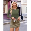image:imageEkouaer Womens Long Sleeve Henley Shirts Button Ribbed Knit Tops Basic Layering Slim Fit Soft Thermal Underwear TopsArmy Green