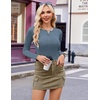 image:imageEkouaer Womens Long Sleeve Henley Shirts Button Ribbed Knit Tops Basic Layering Slim Fit Soft Thermal Underwear TopsGrey Blue