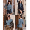 image:imageEkouaer Womens Long Sleeve Henley Shirts Button Ribbed Knit Tops Basic Layering Slim Fit Soft Thermal Underwear TopsGrey Blue