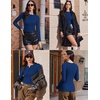 image:imageEkouaer Womens Long Sleeve Henley Shirts Button Ribbed Knit Tops Basic Layering Slim Fit Soft Thermal Underwear TopsNavy