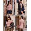 image:imageEkouaer Womens Long Sleeve Henley Shirts Button Ribbed Knit Tops Basic Layering Slim Fit Soft Thermal Underwear TopsPink