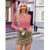 image:imageEkouaer Womens Long Sleeve Henley Shirts Button Ribbed Knit Tops Basic Layering Slim Fit Soft Thermal Underwear TopsRose Pink
