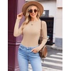 image:imageEkouaer Womens Long Sleeve Shirts 3 Packs Crew Neck Stretchy Fitted Tops Ribbed Base Layer Soft Thermal Undershirts TeeBlack  Beige  Brown 3pcs