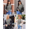 image:imageEkouaer Womens Long Sleeve Shirts 3 Packs Crew Neck Stretchy Fitted Tops Ribbed Base Layer Soft Thermal Undershirts TeeBlack  Light Gray  Brown 3pcs