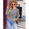 image:imageEkouaer Womens Long Sleeve Shirts 3 Packs Crew Neck Stretchy Fitted Tops Ribbed Base Layer Soft Thermal Undershirts TeeBlack  White  Light Gray 3pcs