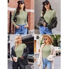 image:imageEkouaer Womens Long Sleeve Shirts 3 Packs Crew Neck Stretchy Fitted Tops Ribbed Base Layer Soft Thermal Undershirts TeeBlack  White  Light Green 3pcs