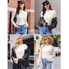 image:imageEkouaer Womens Long Sleeve Shirts 3 Packs Crew Neck Stretchy Fitted Tops Ribbed Base Layer Soft Thermal Undershirts TeeBlack  White  Rose Pink 3pcs