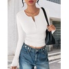 image:imageEkouaer Womens Long Sleeve Shirts 3 Packs Henley Button Down Tops Ribbed Slim Fit Base Layer Soft Thermal TeeBlack  Black  White 3pcs