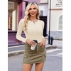 image:imageEkouaer Womens Long Sleeve Shirts 3 Packs Henley Button Down Tops Ribbed Slim Fit Base Layer Soft Thermal TeeBlack  Dark Gray  Cream 3pcs