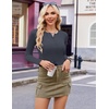 image:imageEkouaer Womens Long Sleeve Shirts 3 Packs Henley Button Down Tops Ribbed Slim Fit Base Layer Soft Thermal TeeBlack  Dark Gray  Navy 3pcs