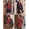 image:imageEkouaer Womens Long Sleeve Shirts 3 Packs Henley Button Down Tops Ribbed Slim Fit Base Layer Soft Thermal TeeBlack  Green  Wine Red 3pcs