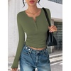 image:imageEkouaer Womens Long Sleeve Shirts 3 Packs Henley Button Down Tops Ribbed Slim Fit Base Layer Soft Thermal TeeBlack  Pink  Army Green 3pcs