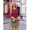 image:imageEkouaer Womens Long Sleeve Shirts 3 Packs Henley Button Down Tops Ribbed Slim Fit Base Layer Soft Thermal TeeBlack  White  Red 3pcs