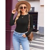 image:imageEkouaer Womens Long Sleeve Shirts Crew Neck Stretchy Fitted Ribbed Tops Basic Base Layer Soft Thermal Undershirts TeeBlack