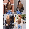 image:imageEkouaer Womens Long Sleeve Shirts Crew Neck Stretchy Fitted Ribbed Tops Basic Base Layer Soft Thermal Undershirts TeeBrown