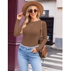 image:imageEkouaer Womens Long Sleeve Shirts Crew Neck Stretchy Fitted Ribbed Tops Basic Base Layer Soft Thermal Undershirts TeeBrown