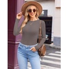 image:imageEkouaer Womens Long Sleeve Shirts Crew Neck Stretchy Fitted Ribbed Tops Basic Base Layer Soft Thermal Undershirts TeeCoffee Grey