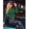 image:imageEkouaer Womens Long Sleeve Shirts Crew Neck Stretchy Fitted Ribbed Tops Basic Base Layer Soft Thermal Undershirts TeeGreen