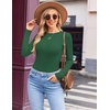 image:imageEkouaer Womens Long Sleeve Shirts Crew Neck Stretchy Fitted Ribbed Tops Basic Base Layer Soft Thermal Undershirts TeeGreen