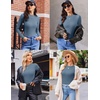 image:imageEkouaer Womens Long Sleeve Shirts Crew Neck Stretchy Fitted Ribbed Tops Basic Base Layer Soft Thermal Undershirts TeeGrey Blue