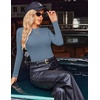 image:imageEkouaer Womens Long Sleeve Shirts Crew Neck Stretchy Fitted Ribbed Tops Basic Base Layer Soft Thermal Undershirts TeeGrey Blue