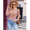 image:imageEkouaer Womens Long Sleeve Shirts Crew Neck Stretchy Fitted Ribbed Tops Basic Base Layer Soft Thermal Undershirts TeePink