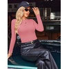 image:imageEkouaer Womens Long Sleeve Shirts Crew Neck Stretchy Fitted Ribbed Tops Basic Base Layer Soft Thermal Undershirts TeeRose Pink