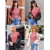 image:imageEkouaer Womens Long Sleeve Shirts Crew Neck Stretchy Fitted Ribbed Tops Basic Base Layer Soft Thermal Undershirts TeeRose Pink