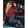 image:imageEkouaer Womens Long Sleeve Shirts Crew Neck Stretchy Fitted Ribbed Tops Basic Base Layer Soft Thermal Undershirts TeeWine Red
